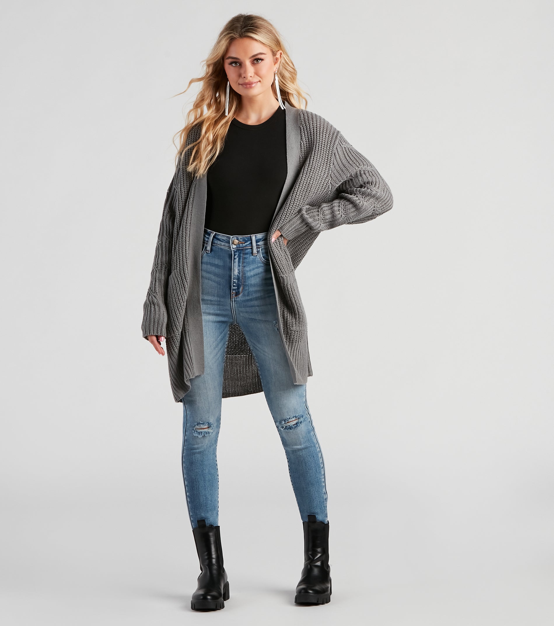 Cozy Up Cable Knit Oversized Cardgian