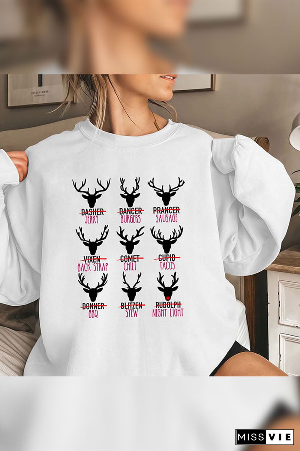 Christmas Reindeer,Reindeer Varieities,2023 Merry Christmas Sweatshirt Wholesale