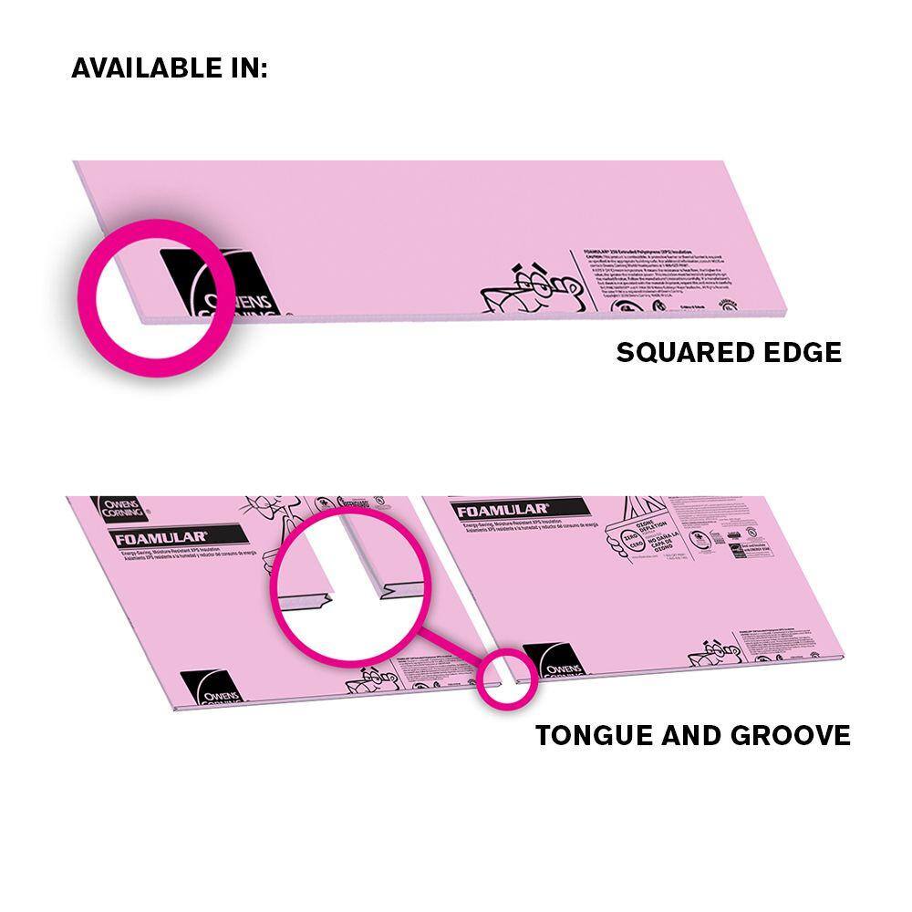 Owens Corning FOAMULAR 12 in. x 4 ft. x 8 ft. R-3 Square Edge Rigid Foam Board Insulation Sheathing 36L