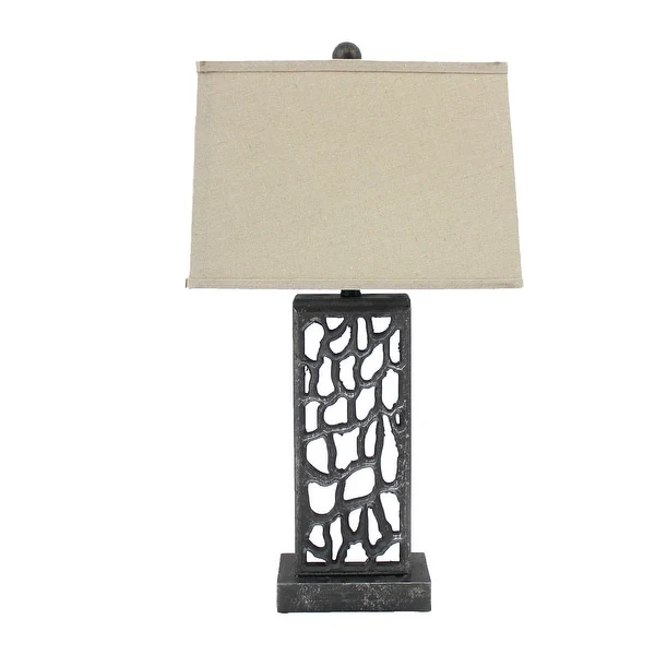 5 x 8 x 28.75 Silver Metal With Multi Mini Grotto Pattern - Table Lamp - 5 x 8 x 28.75