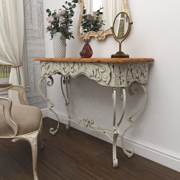 White Iron Farmhouse Console Table 32 x 42 x 16