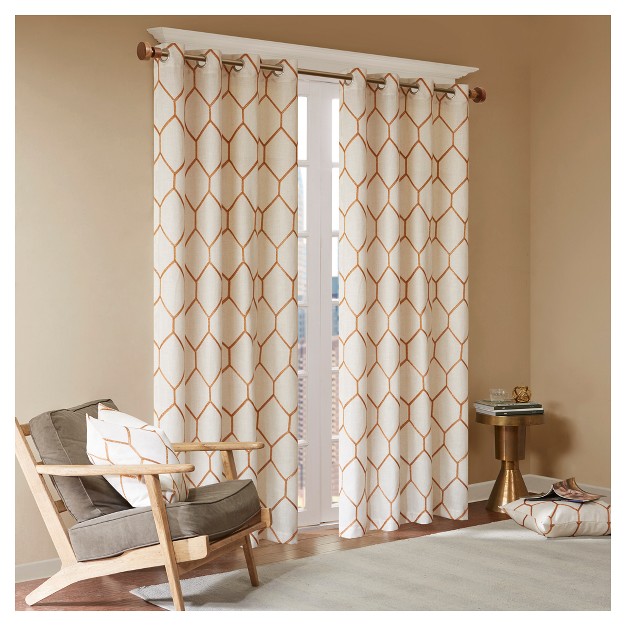 Peyton Metallic Geo Embroidered Single Window Curtain Panel