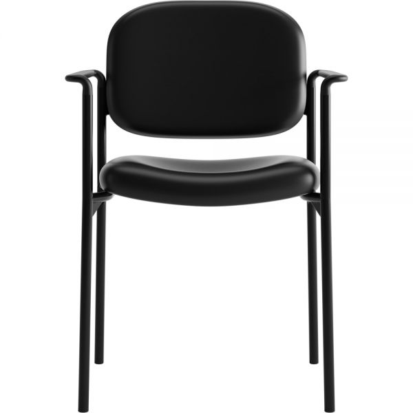 HON VL616 Stacking Guest Chair with Arms， Bonded Leather Upholstery， 23.25