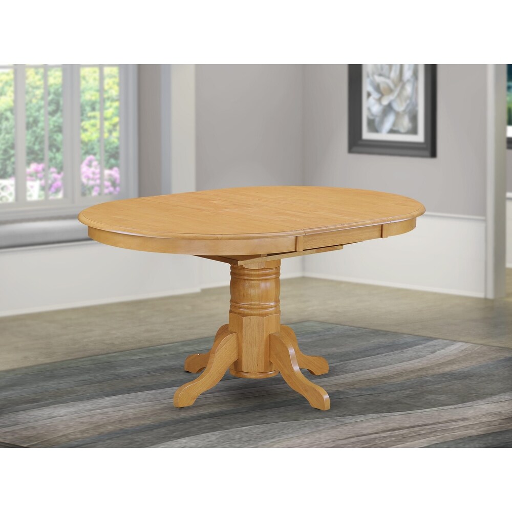 East West Furniture Kitchen Dining Table Butterfly leaf Oval Table Top and Pedestal Legs  Hardwood Table (Finish Option)