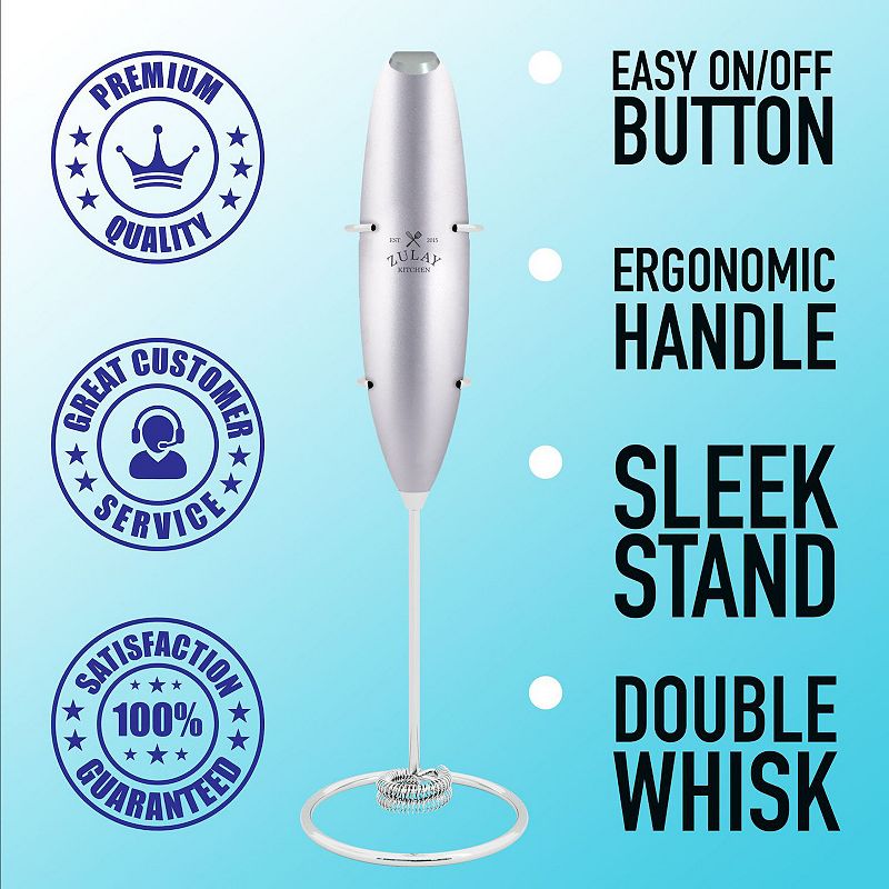 Double Whisk Milk Frother With Stand