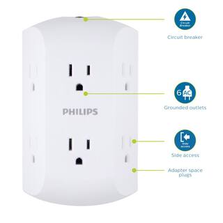 Philips Grounded Tap 6-Outlets with Resettable Circuit Breaker SPS1460WA37