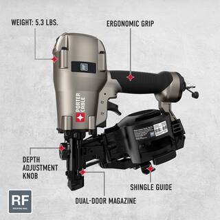 Porter-Cable Pneumatic 15-Degree Coil Roofing Nailer RN175C