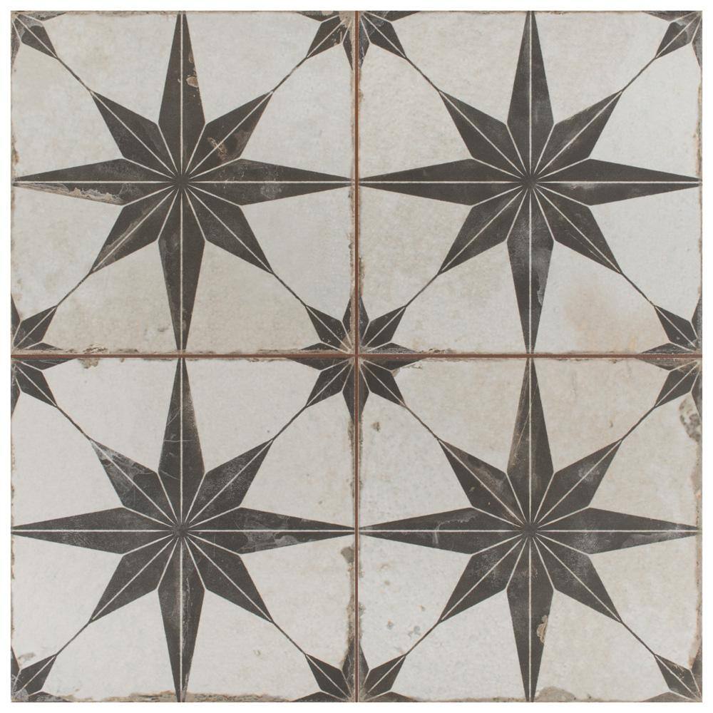 Merola Tile Kings Star Nero 17-58 in. x 17-58 in. Ceramic Floor and Wall Tile (10.95 sq. ft.Case) FPESTRN