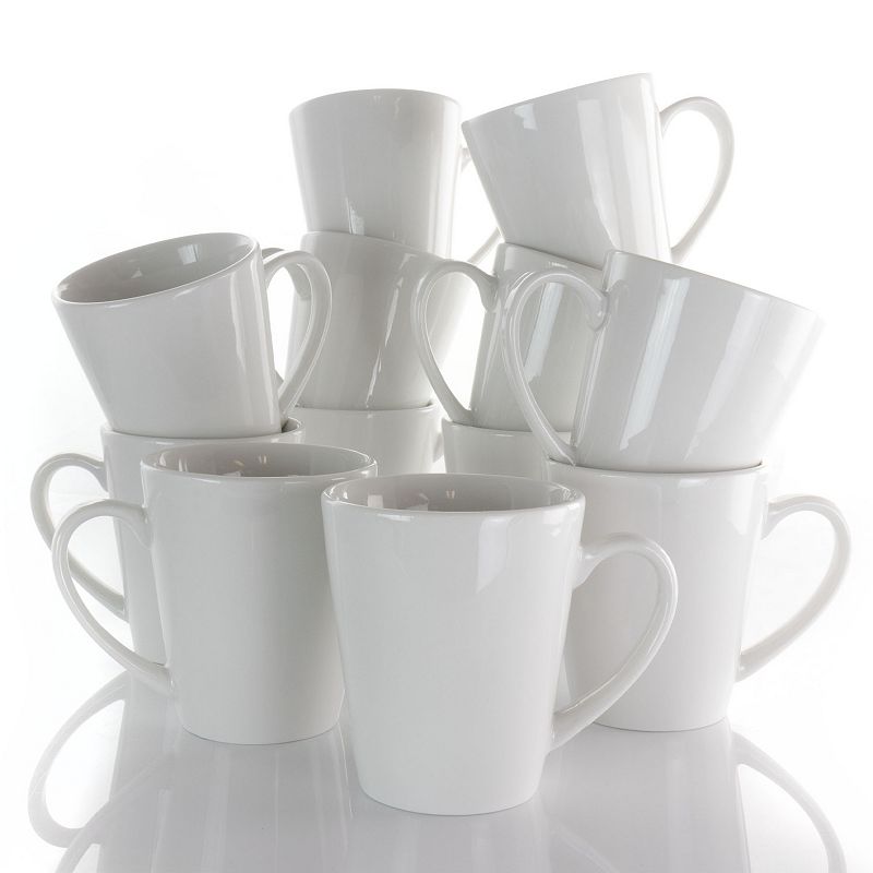 Elama Holt 12 Piece 10 Ounce Porcelain Mug Set in White