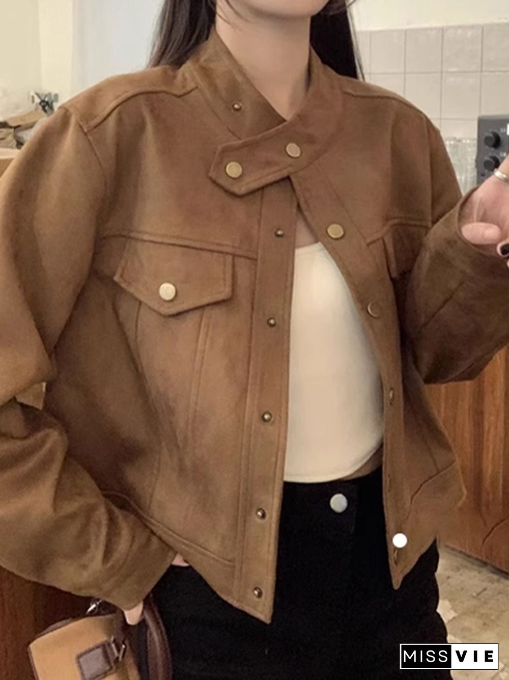 Vintage Brown Breasted Short Jacket