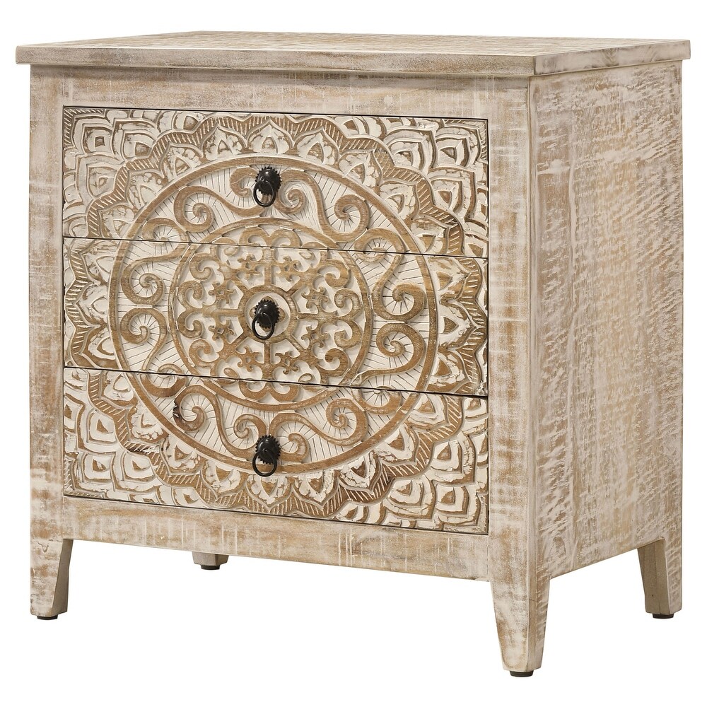 Coaster Furniture Mariska 3 drawer Wooden Accent Cabinet White Distressed   28.00'' x 16.00'' x 28.00''