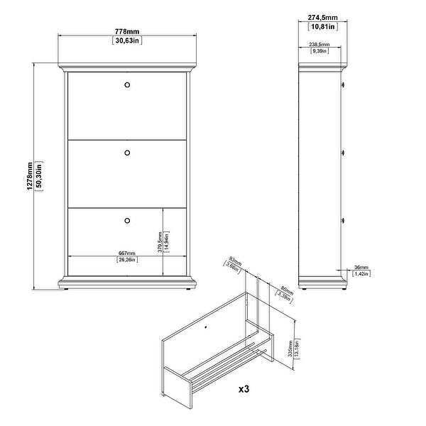 Porch and Den Virginia Contemporary 3-Drawer White Shoe Storage Cabinet - - 11860007