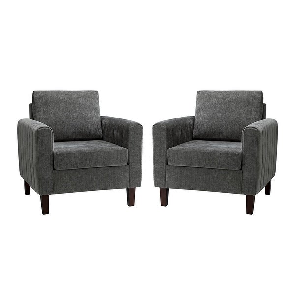 Ganymedes Comfy Accent Club Chair with Wood Base Set of 2 by HULALA HOME