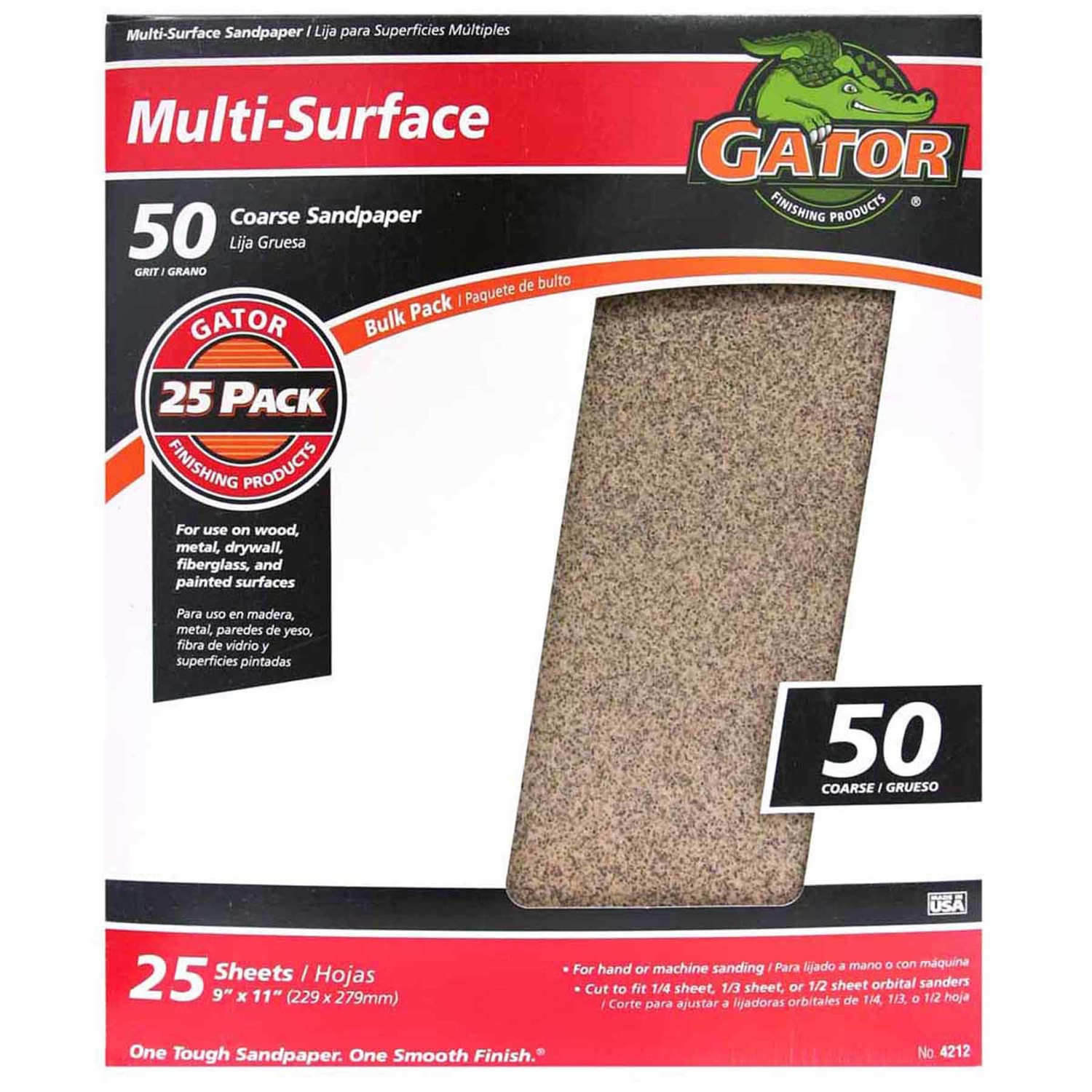 Gator 11 in. L X 9 in. W 50 Grit Aluminum Oxide All Purpose Sandpaper 1 pk