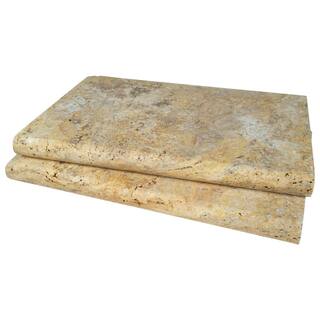 MSI Tuscany Scabas 2 in. x 16 in. x 24 in. Brushed Travertine Pool Coping (60 Pieces160.2 sq. ft.Pallet) TSCA1624HUF