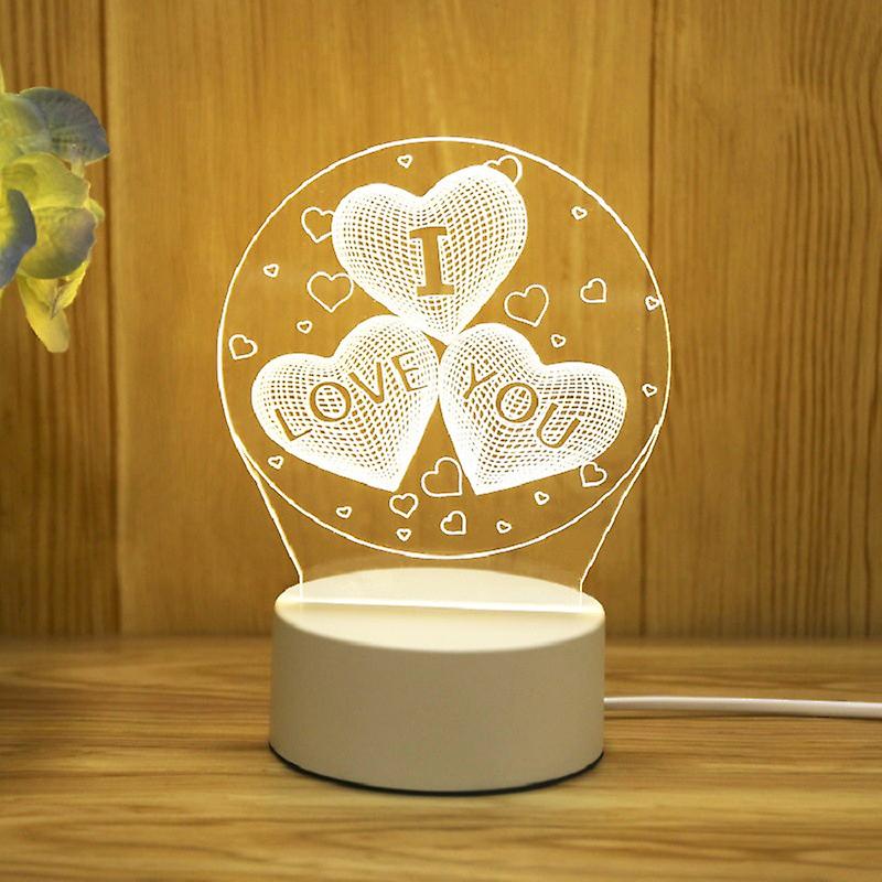 Romantic Love 3d Acrylic Led Lamp For Home Children S Night Light Table Lamp Birthday Party Decor Valentine S Day Bedside Lamp