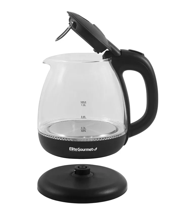 Elite Gourmet 33.8 Ounce Glass Hot Water Kettle 1000 Watts