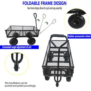 Tatahance Metal 4-Wheeled Folding Utility Hand Cart in Black W22741280-Z