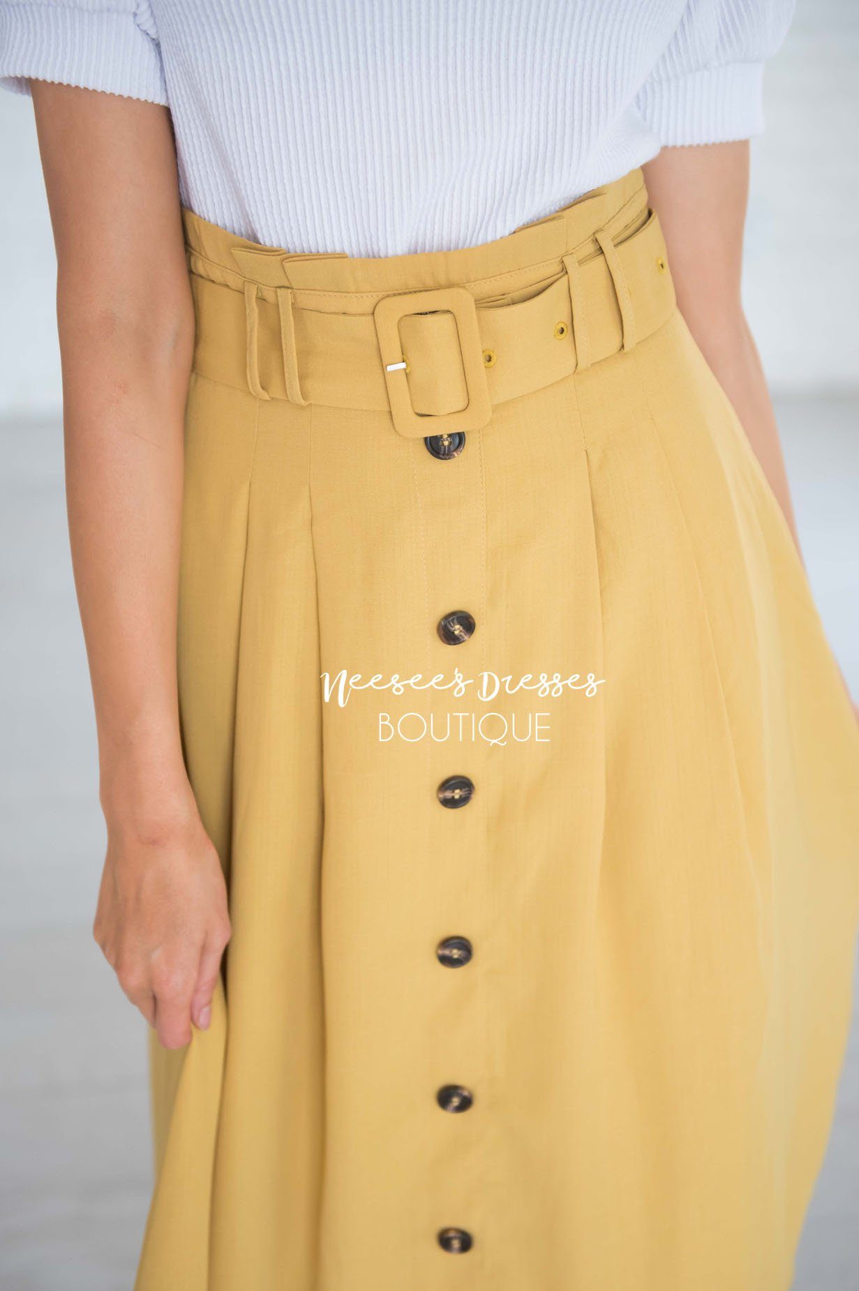 Walk with Me Button Front Skirt