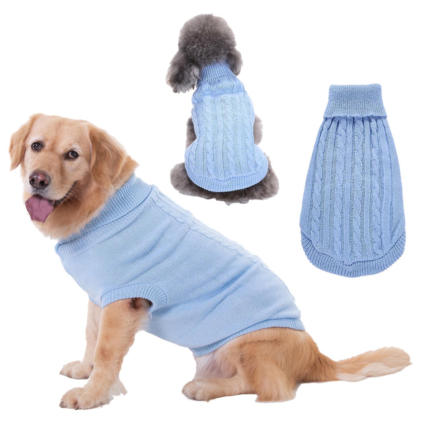 Dog Sweater， Warm Pet Sweaters Dogs Large Dogs， Cute Knitted Classic Cat Sweater Dog Clothes Coat For Girls Boys Dog Puppy Cat (large，light Blue)