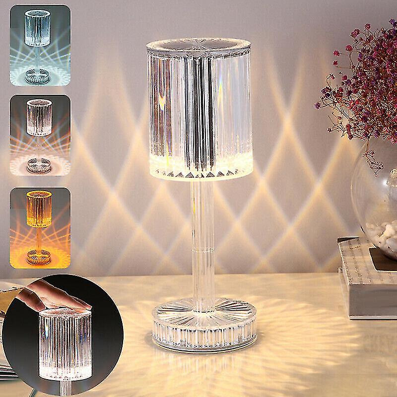 Touching Control Gatsby Crystal Lamp，3 Colors Changing Lamp Usb Rechargeable