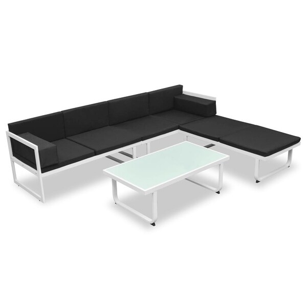 4 Piece Garden Lounge Set with Cushions Aluminium Black - Overstock - 35107560