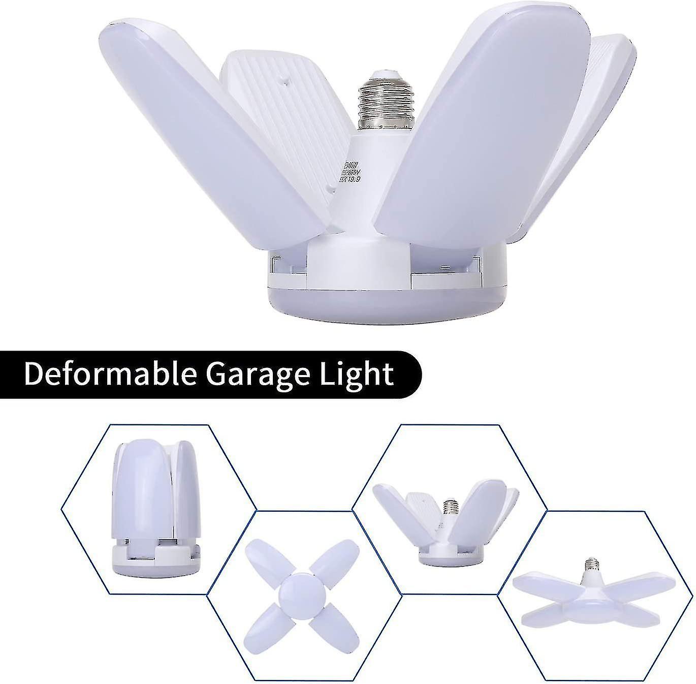 Led Garage Light Deformable 60w，lighting With 4 Adjustable Panels