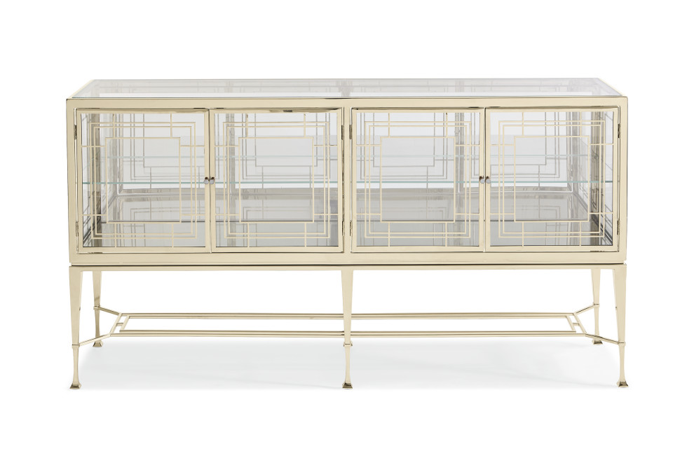 Worth Its Weight  Gold and Glass Console   Contemporary   Console Tables   by HedgeApple  Houzz