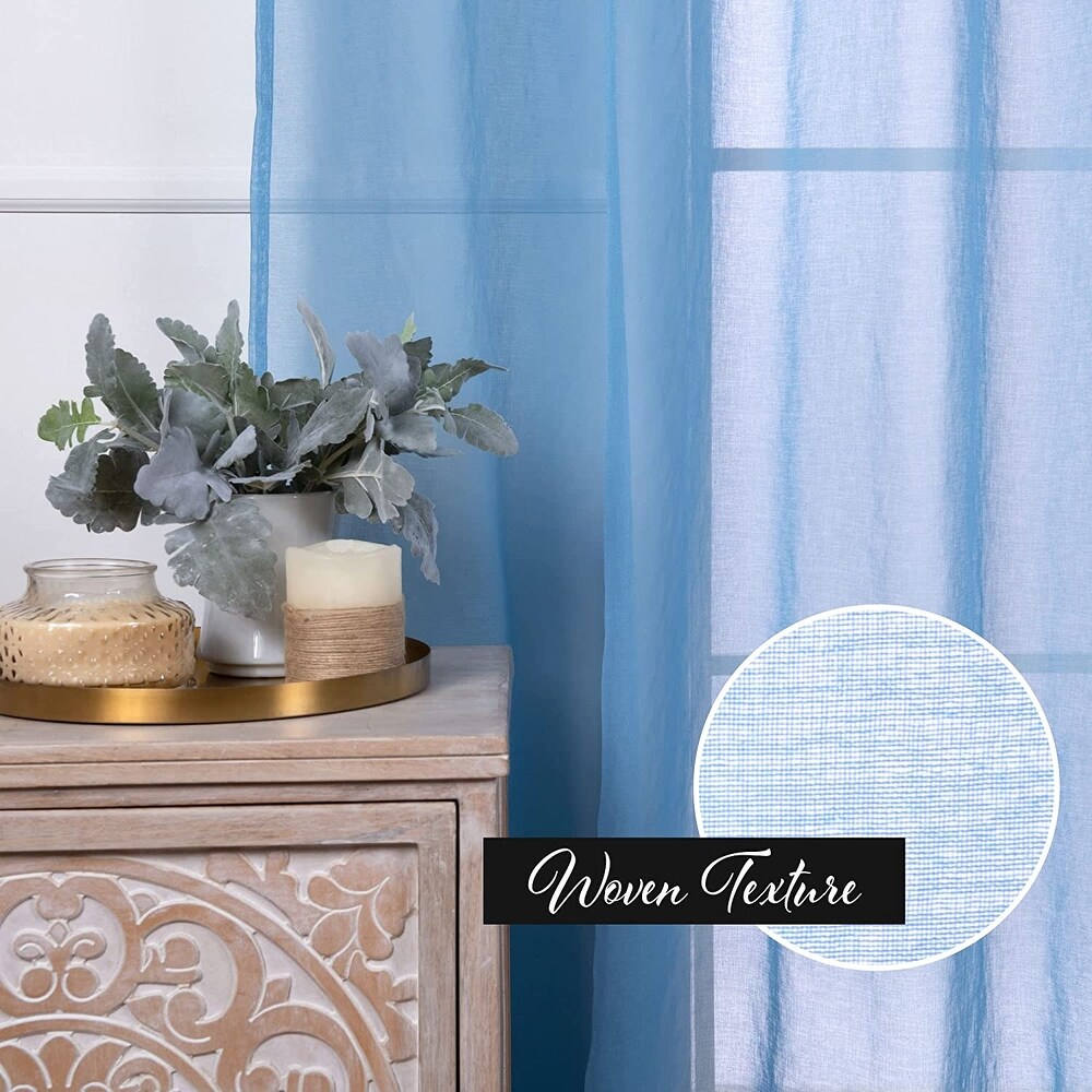 Aurora Home Linen Textured Semi Sheer Curtain Panels Rod Pocket Panel Pair   84\