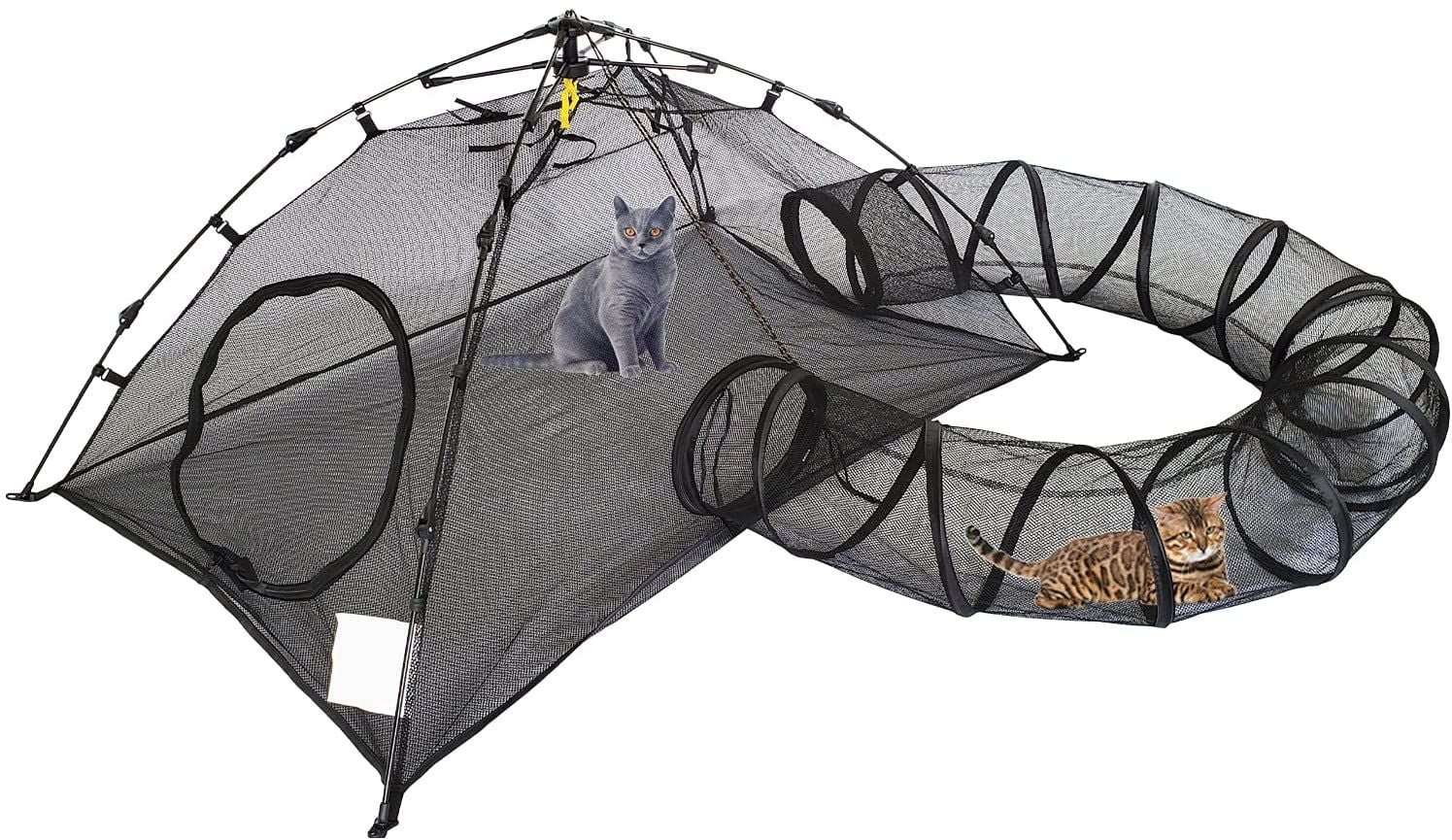 Outdoor Cat Enclosures Cat Tent Outdoor  Up Pet Playpen with One Cat Tunnels Portable Cat Playhouse (Play Tents for Cats and Small Animals) - Outside  (Patent Pending)