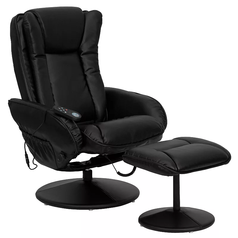 Flash Furniture Massage Recliner Chair and Ottoman 2-Piece Set