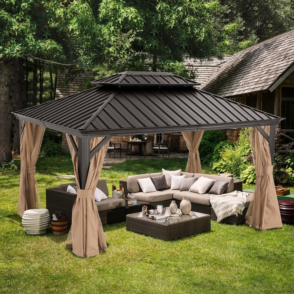 ABCCANOPY Outdoor Hardtop Gazebo with Galvanized Steel Double Roof