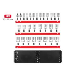 TEKTON 12 in. Drive 6-Point Socket Set (29-Piece) (10-38 mm) with Rails SHD92124