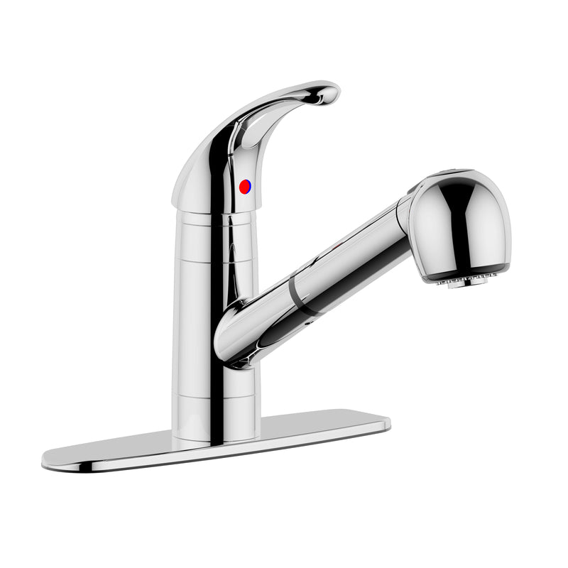 Ultra Faucets UF12000 Chrome Finish Single Handle Kitchen Faucet and Pullout Spray