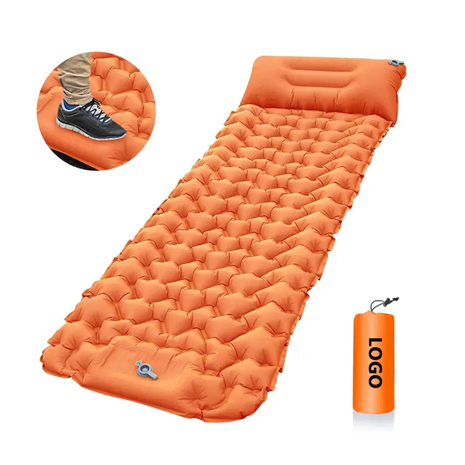 Hot selling outdoor TPU waterproof ultra light camping sleeping pad with pillow self inflatable sleeping pad