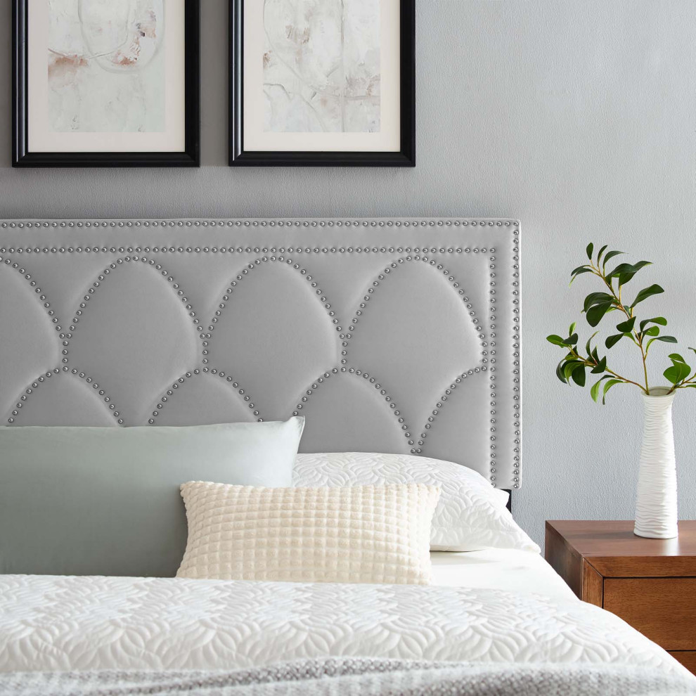 Headboard  Nailhead  Twin Size  Charcoal Gray  Velvet  Modern  Guest Suite   Modern   Headboards   by House Bound  Houzz