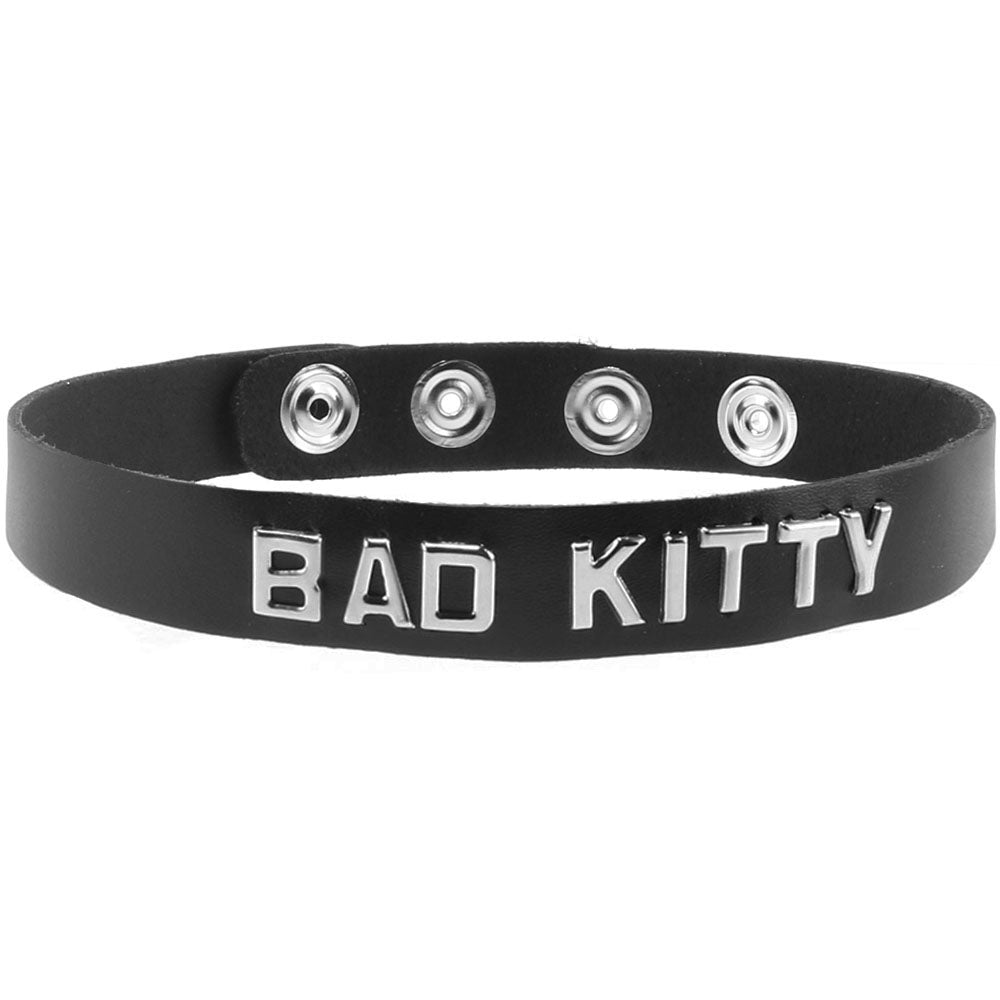 Bad Kitty Leather Word Band Collar