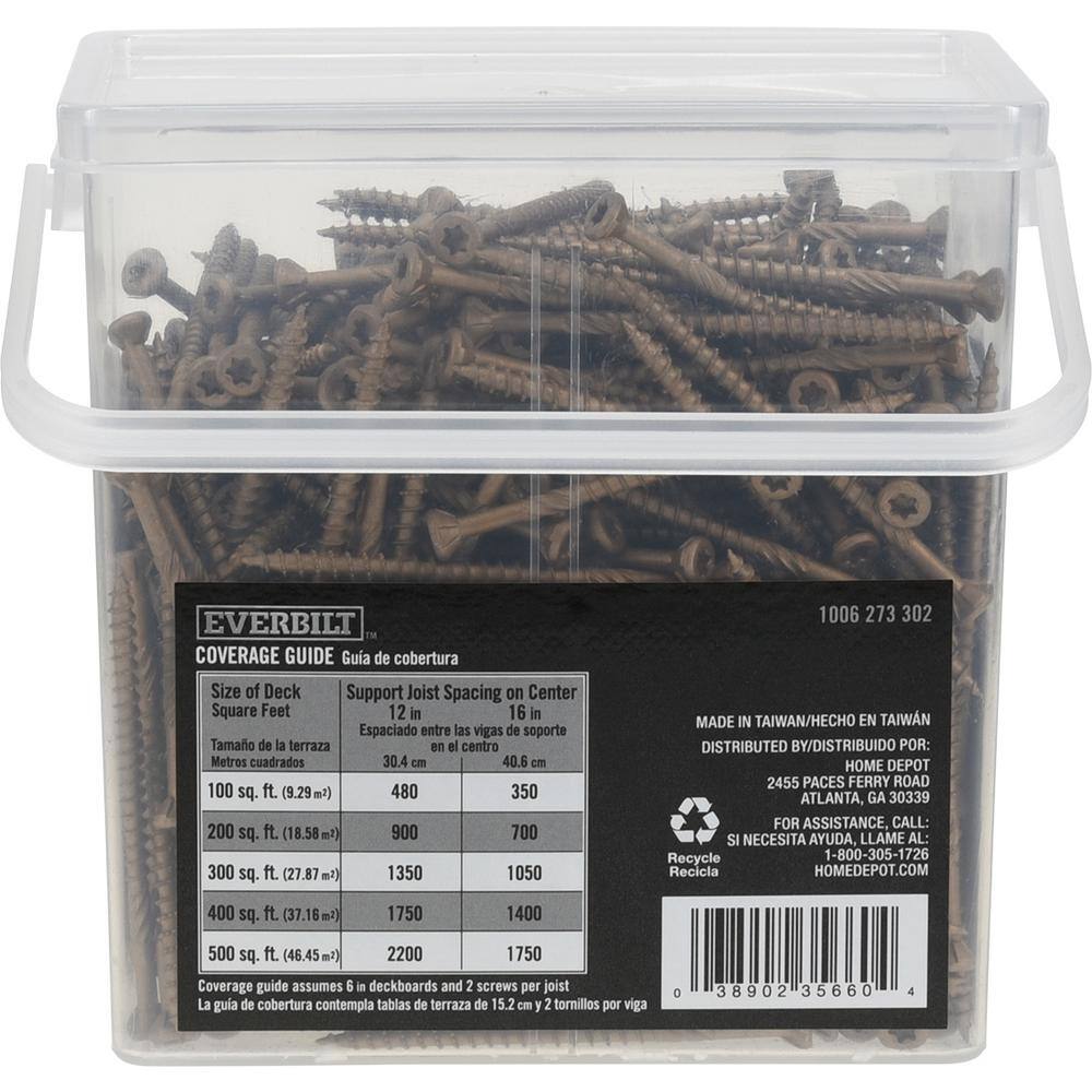 Everbilt 9 in. x 3 in. Star Drive Flat Head Exterior Wood Screws 20 lbs.-Box (1668-Piece) 9985284