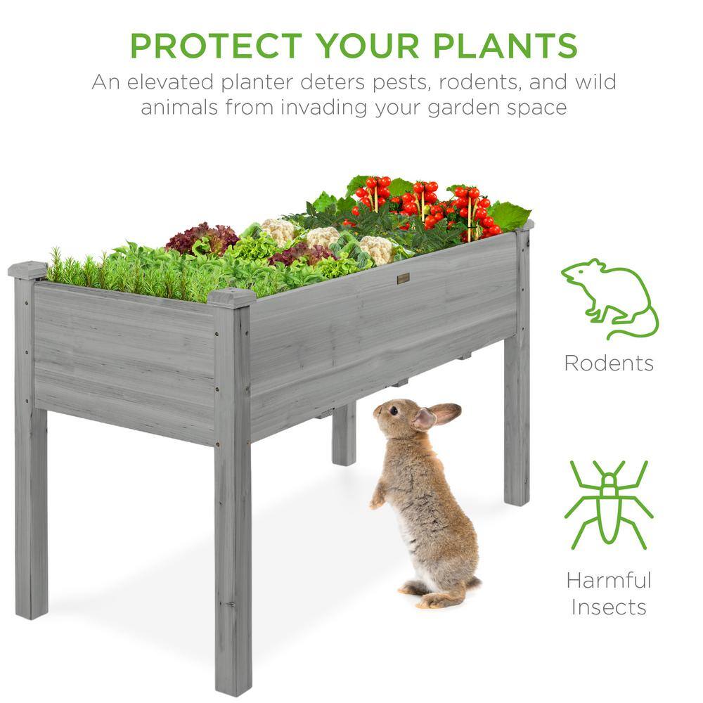 Best Choice Products 48 in. x 24 in. x 30 in. Wood Raised Garden Bed - Gray SKY6395