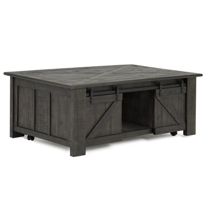 Beaumont Lane Solid Pine Rectangular Lift Top Coffee Table in Weathered Charcoal