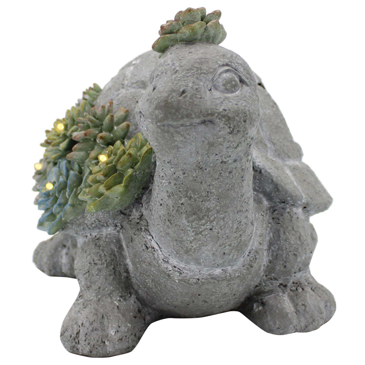 Infinity Resin/Stone Gray 7 in. Turtle Garden Statue