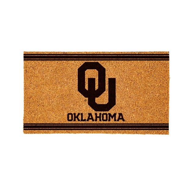 Evergreen University Of Oklahoma Logo Turf Mat Brown 28 X 16 Inches Indoor Outdoor Doormat