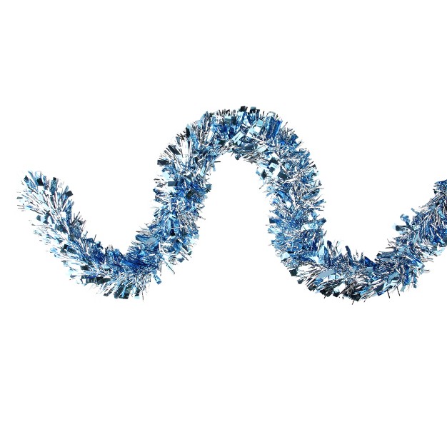 Unlit Silver icy Blue Wide Cut Shiny Tinsel Christmas Garland