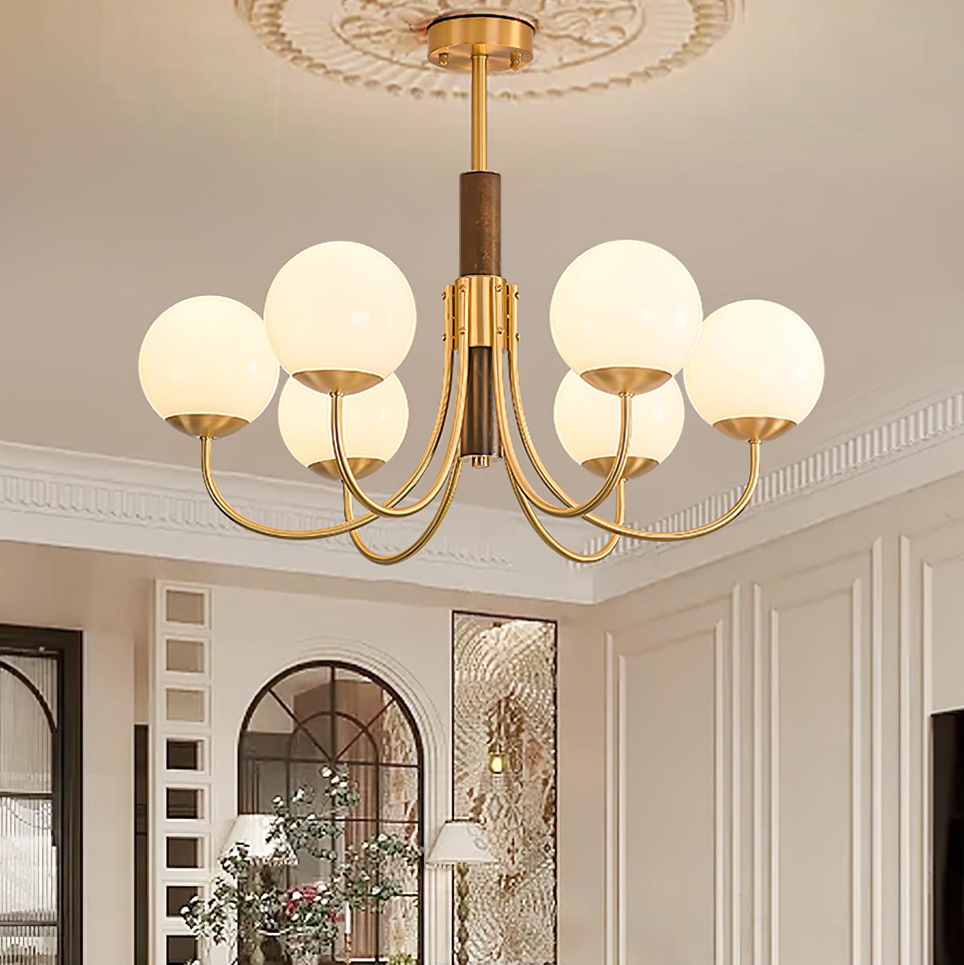 Midas Touch Walnut Sphere Chandelier