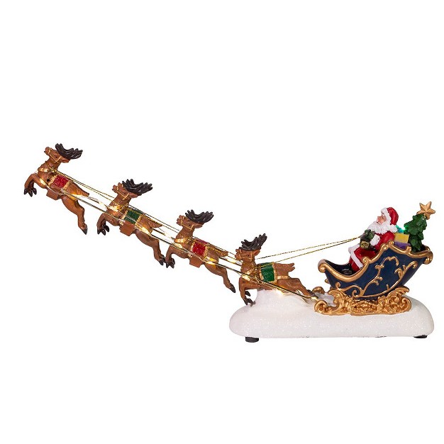 Kurt Adler 7 inch Battery operated Led Santa With Sleigh Table Piece