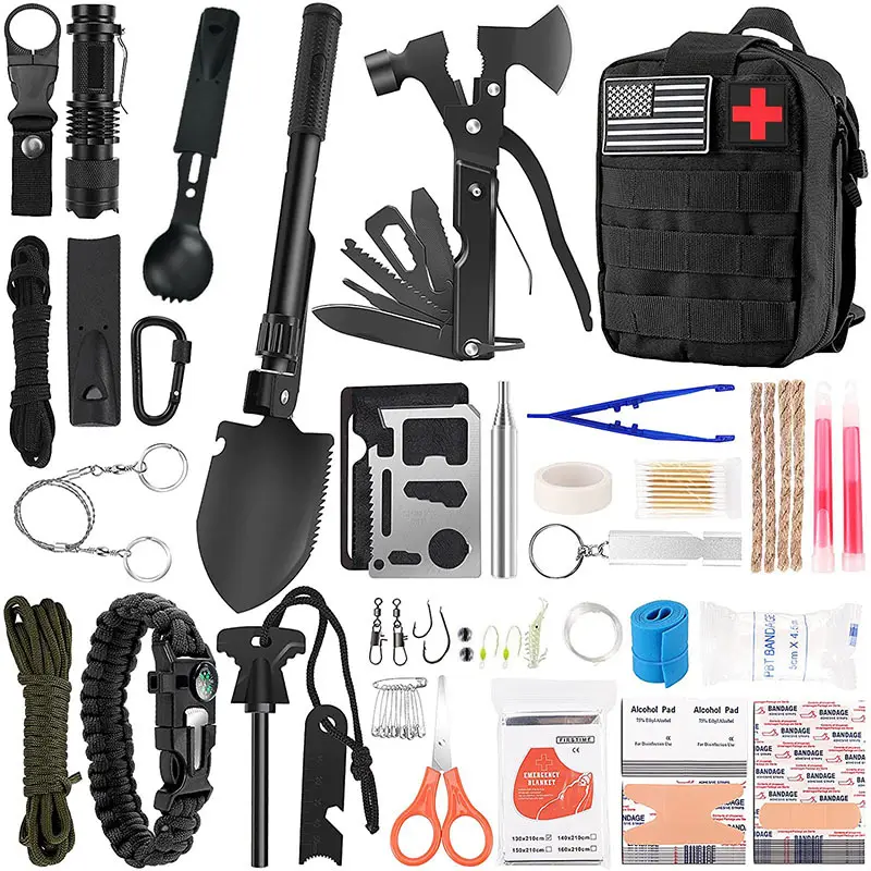 Supuer survival kit tools camping hiking bug out bag  outdoor emergency kit SOS tactical first aid kits