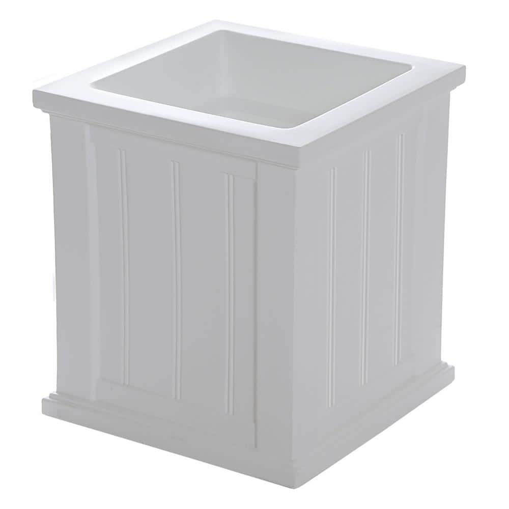 Mayne Cape Cod 16 in. Square Self-Watering White Polyethylene Planter 4837-W