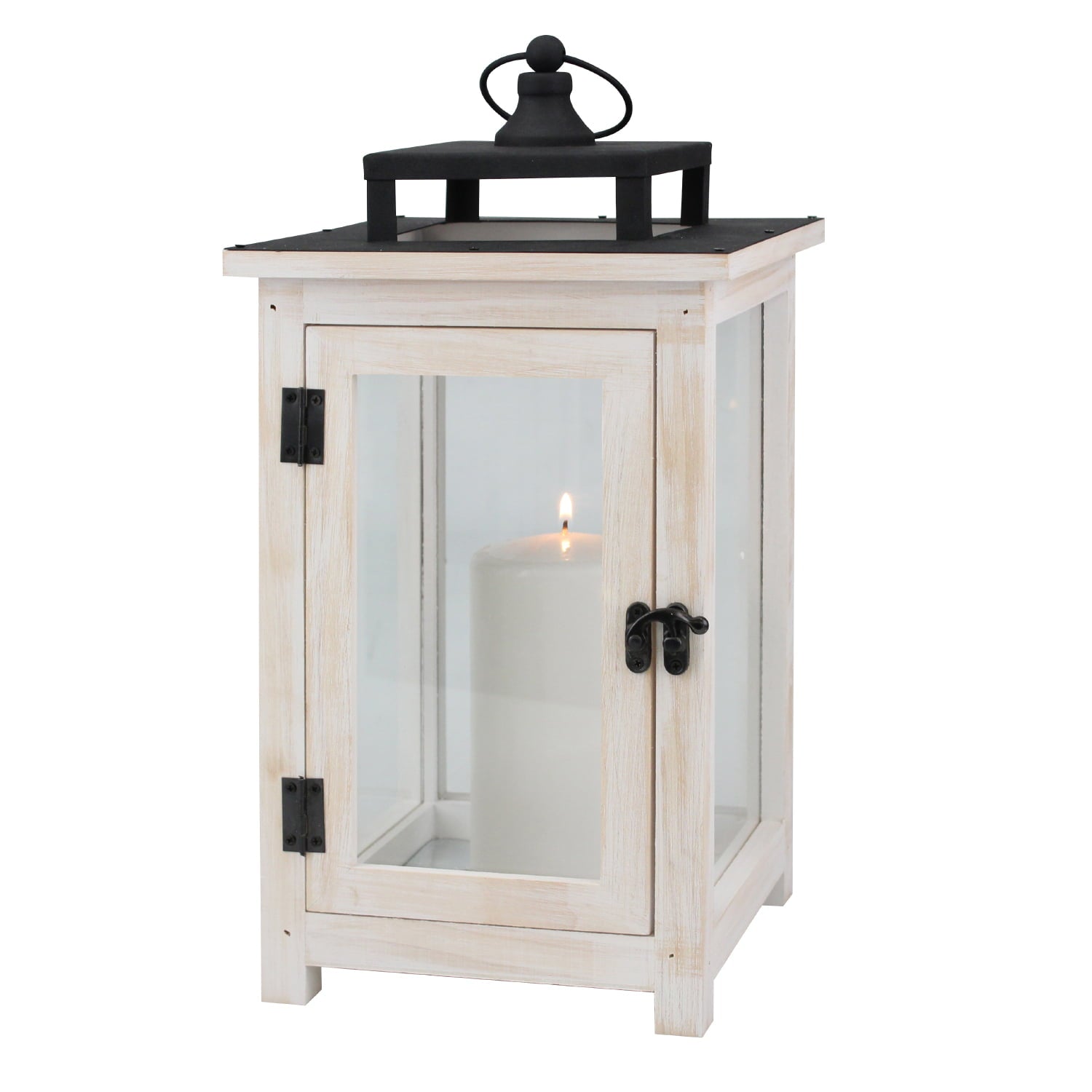 Better Homes and Gardens Decorative Large Wood and Metal Lantern， White