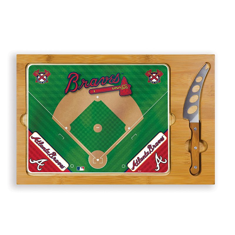 Picnic Time Atlanta Braves Icon Rectangular Cutting Board Gift Set