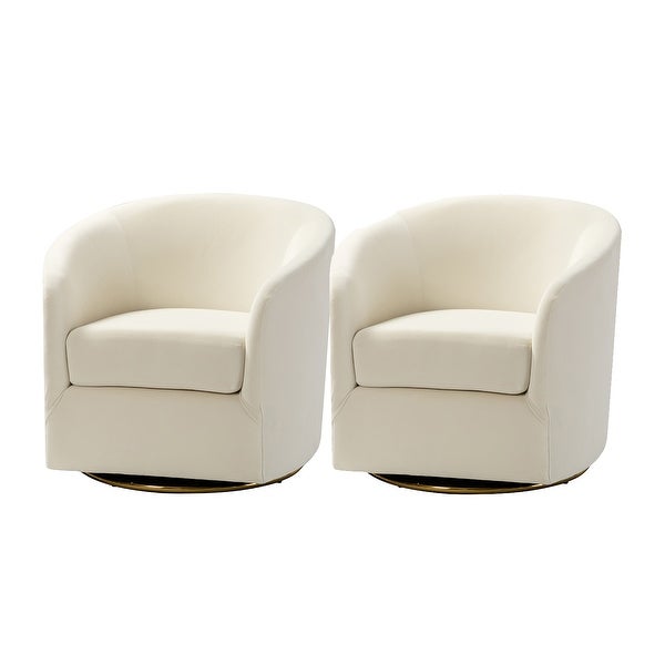 Eleuterio Modern Upholstered Swivel Accent Barrel Chair with Metal Base Set of 2 by HULALA HOME